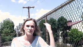 ”Stranded blonde has outdoor sex for money”