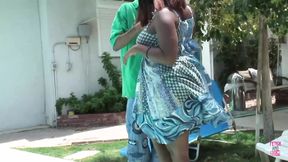 Big Chunky and Pretty Hottie with Massive Tits and Nipples Gets Fucked Outdoors Doggy Style