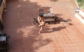Couple Playing and Fucking in the Courtyard, Outside