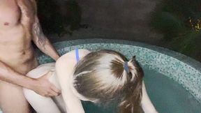 petite brunette trans girl ava holt fucked deep in jacuzzi