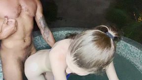 petite brunette trans girl ava holt fucked deep in jacuzzi