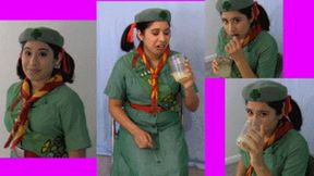 Girlscout eRica earns Cum Drinker merit badge by drinking from an actual cum jar!!