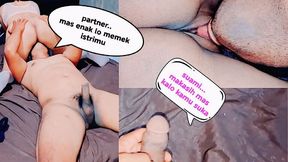 Indonesia Threesom. Licking a Friend's Wife's Pussy in Front of Her Husband, While Her Husband Just Shuffles His Cock and Is Bus