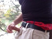 Pounding my pud in the forest and cumming up against a tree. Jerking off by the water.