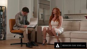 Sexy Curvy Busty Redhead MILF Lauren Phillips Enticed Her Therapist Into Wild Sex On the Sofa