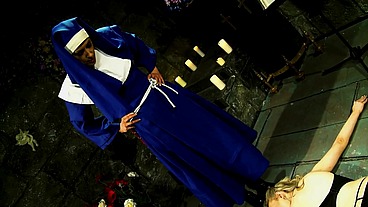 Dominatrix Nun Angel Long Dominates Katie K and Makes Her Cum Hard