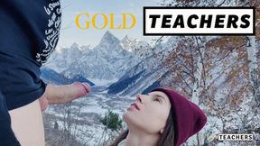 Sweet girlfriend consented to blowjob on mountain peak with stunning scenery