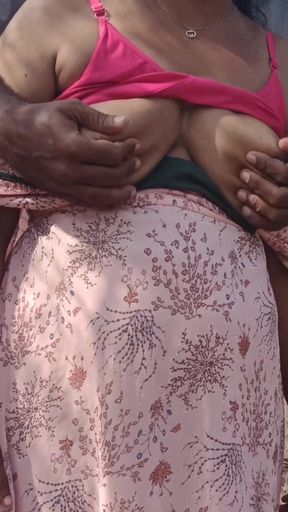 Hot milky breast in outdoor jungle   Clip 1