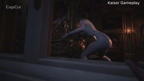 Hulking babe Lady Dimitrescu strips down in 3D gameplay