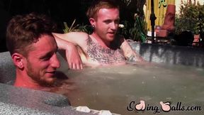 Big dicked Corey Gunz and Dom Ty jack off their dicks while in jacuzzi