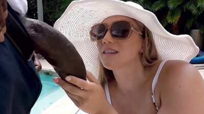 Curvaceous blonde beauty hammered by a BBC after giving head