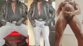 fetish black tight shirt & jeans smoke & deload