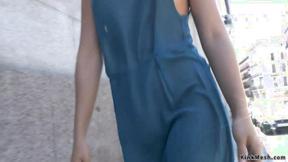 ”Babe in sheer dress on public disgrace”