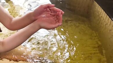 Naked Japanese beauty fucked raw in the onsen steam