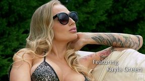 Tattooed milf in bikini Kayla Green gets big fake boobs jizzed after steamy pussy pounding scene