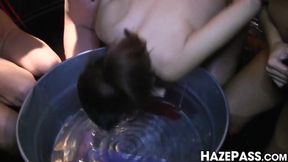 College babes go wild in strapon riding dyke orgy