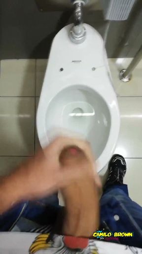 Jerking Off My Big Uncut Cock At The Mall's Public Bathroom - Camilo Brown   Clip 2