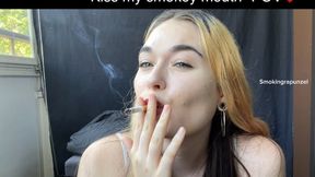 ”Kiss my smokey mouth” POV, Horizontal, Flirting, eye contact, closeuo