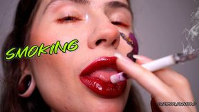 Drool collector, smoking RED lips