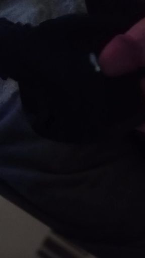 Thick cum into my friends black push up bra