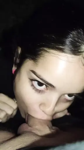 Amateur couple: Cute brunette teen gives best blowjob on train track