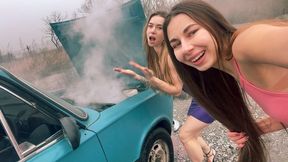 The girls find a VAZ and rev it until it boils 4K