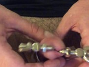 STRETCHING my PEE HOLE ** Stainless Steel Device **