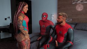 two spiderman vs. tattooed babe mandi cat