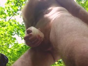 Forest DAP - 2 dildos to asshole while dick to transparent Fieshlight Quikshot - Reload