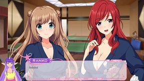 Asian idol and blonde babe strip in hot spring for gaming fun