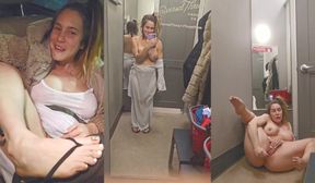Squirted wet in Target dressing room moaning with big tits