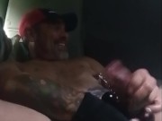 CUM on my black gloves, NIPS clamped, ball gag as COCK Ring, while OTR