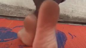 Chr3 Hemaa’s Wrinkled Soles Crossed From Behind Sitting Down