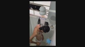 Skinny annoying guy taking a bath