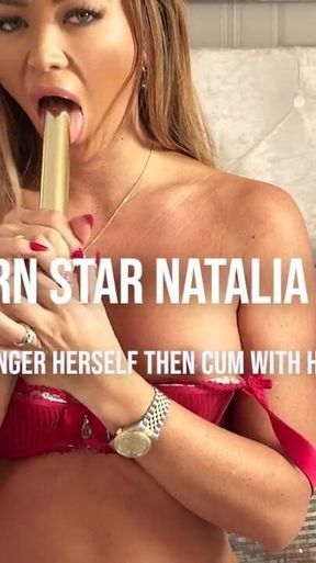 Stunning Porn Star Natalia Forrest's Gold Vibrator to Orgasm.!