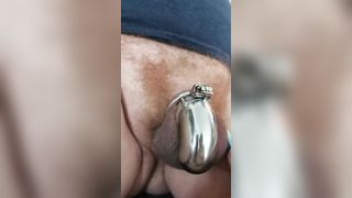 Chastity Tease with Dildo and Ball Slapping
