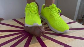 2 clips of yellow Nike air max 90 with Cumshots