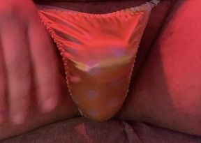 Satin thong bulge play