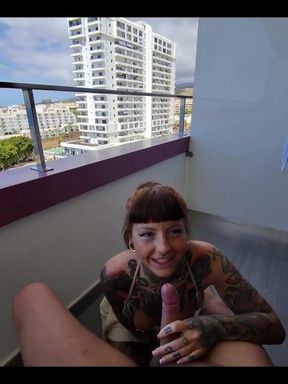 Sneaky Balcony Blowjob