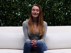 Amateur redhead masturbates then gives a blowjob