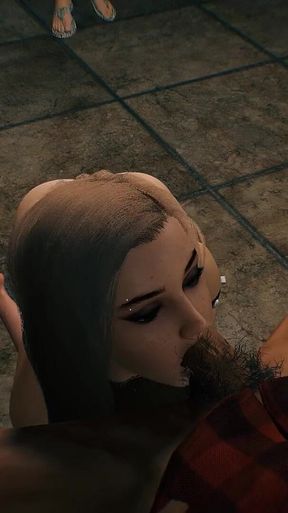Hot Blonde Sucking Lumberjack Cock on Her Knees