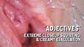 Adjectives: Extreme Closeup Squirting and Creamy Ejaculation