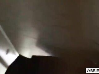 Trio Oral in Public Restroom - Abbie & Riley Suck Strangers Shlong
