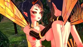 Queen Bee Gets Creampied by Futanari Lover in Spooky Halloween Hentai Scene