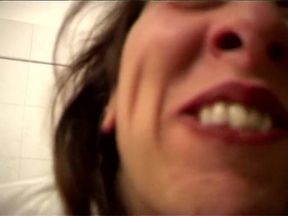 DP threesome and pissing close up video of the redhead hairy pussy slut