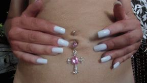 Cross Dangling Pink Belly Button Fingering (HD) WMV