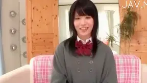 Japanese angel with good mood is playing with her cave