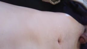 Soaked with My Own Transwoman Cum All Over My Stomach and Hand