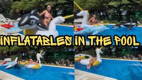 Fucking inflatables in the pool