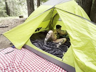 Caught Masturbating in the Woods!! Butch Playgirl Rubs Vagina in tent, VOYUER/EXHIBITION-FTM,TOMBOY,DYKE